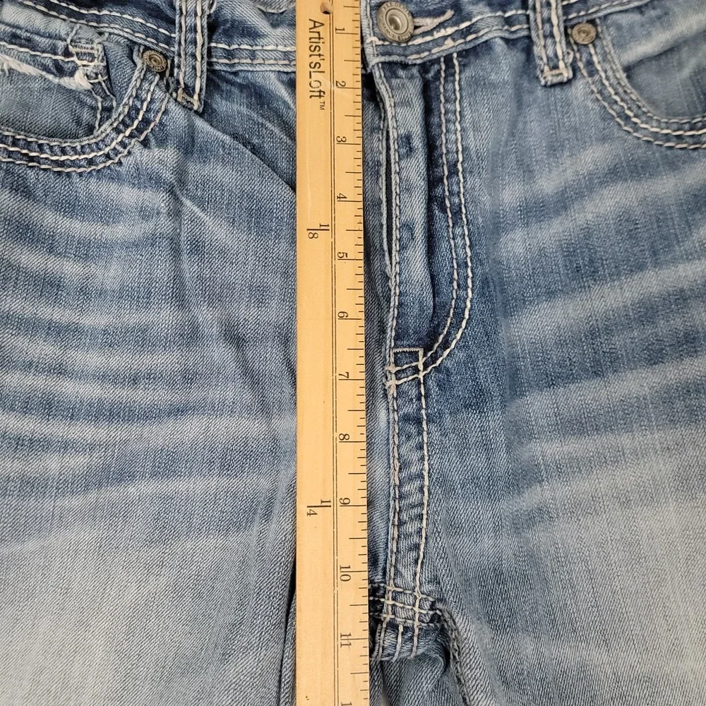 BKE Tyler Straight Leg Jeans Men's 34S Light Wash Thick Stitch Denim